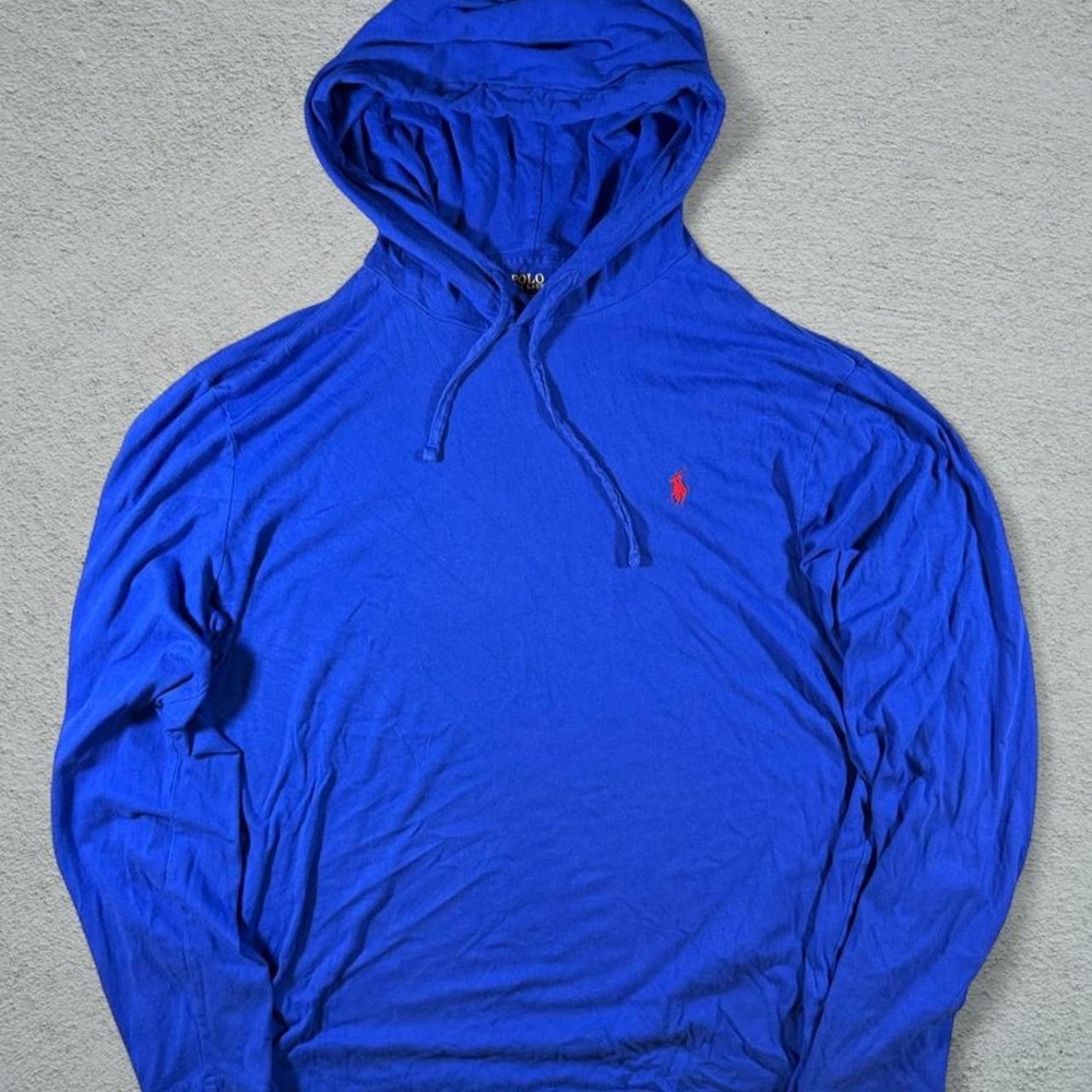 Polo Ralph Lauren Mens Blue Long Sleeve Hooded T-Shirt Hoodie Size L